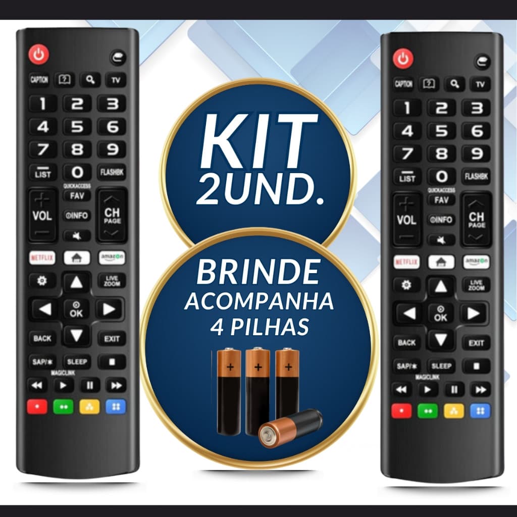 KIT 02 Controle Genérico Para TV LG Compatível Com Smart 4K LED LCD 24 32 40 43 50 55 65 Polegadas
