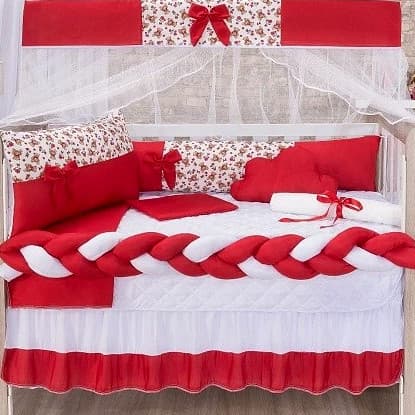 Kit Berço menina 11 Peças Imperial Padrão Americano Com Trança