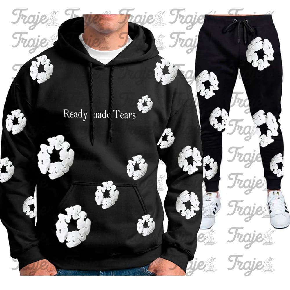 Conjunto Blusa Moletom Denim Tears Novo Moletom Lágrimas de Jeans com Capuz Série Kapok Novo Estilo Casal