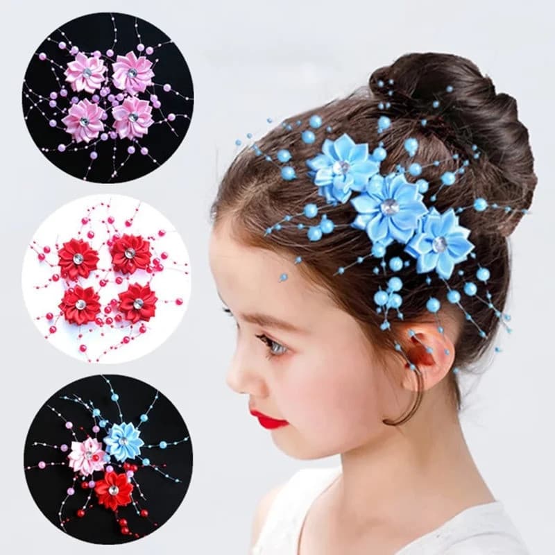 4 Peças de Presilhas de Cabelo com Cristais e Pérolas para Noivas, Acessórios de Cabelo para Casamento, Presilhas de Flo