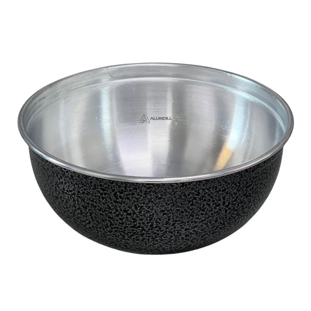 Saladeira Tigela 24 cm Potes Cumbucas Redonda Bowl de Aluminio Preto Craqueado
