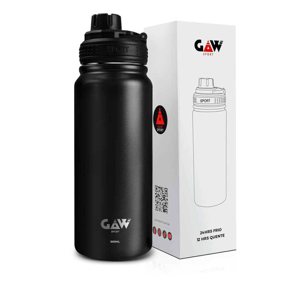 Garrafa Térmica Squeeze Água Quente e Fria Gaw Sport 500 ML Original Inox Esporte Academia