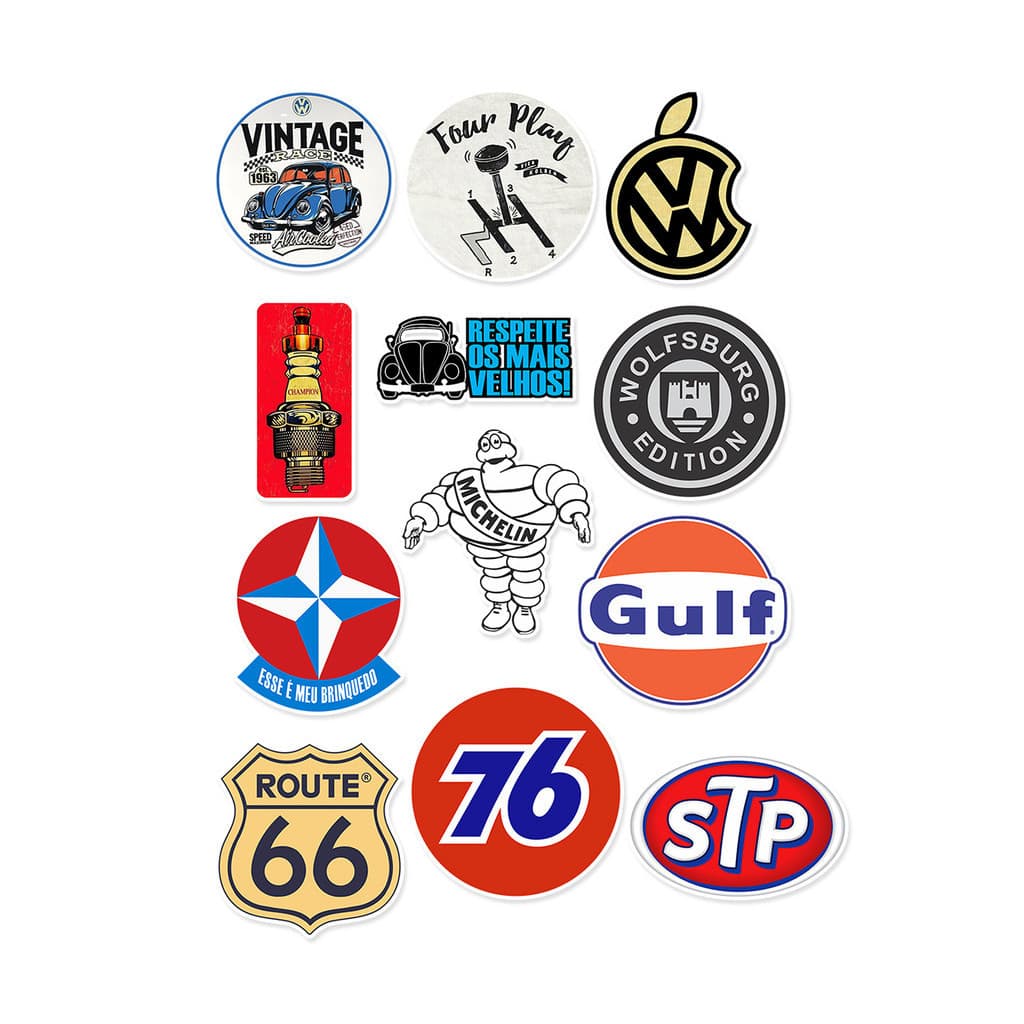 Adesivos Fusca Kombi Vidro Lata Carro Volkswagem 12 Unidades