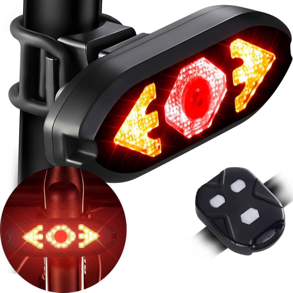 Sinalizador Lanterna Traseira Bike Seta Controle Som MTB USB