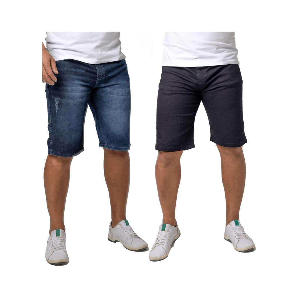 KIT 2 Bermuda Masculina Jeans Elastano Casual 2 Short Jeans Masculino Presente Homens Modernos