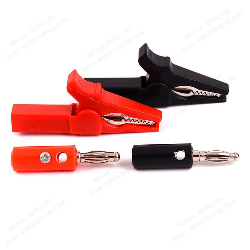 1 Conjunto = 4 Peças Clipe Jacaré 55mm + Plugue Banana , Sonda De Teste Com Clipes De Cabo De 4mm Vermelho + Preto