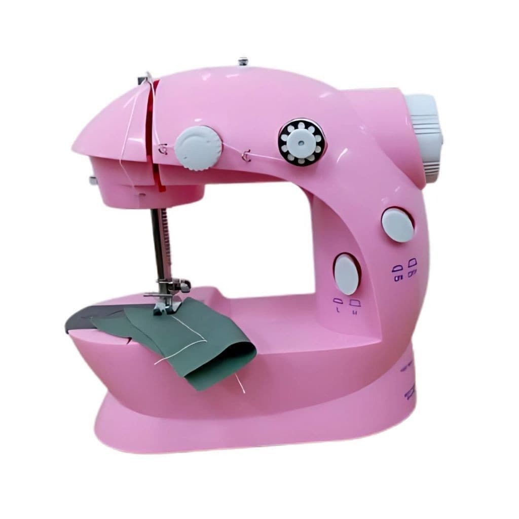 Mini Maquina Costura Portátil Elétrica + Pedal Bivolt 110v-220v Rosa