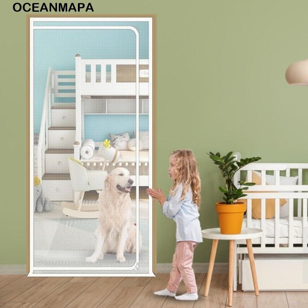 Cortina De Tela De Rede Mosquiteira OCEANMAPA , Cortinas De Porta De Malha Anti-mosquito Duráveis , Mosca DIY