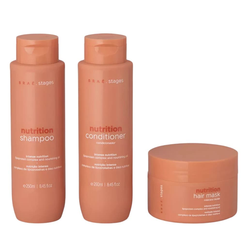 Kit Braé Stages Nutrition Shampoo, Cond 250ml e Máscara 200g