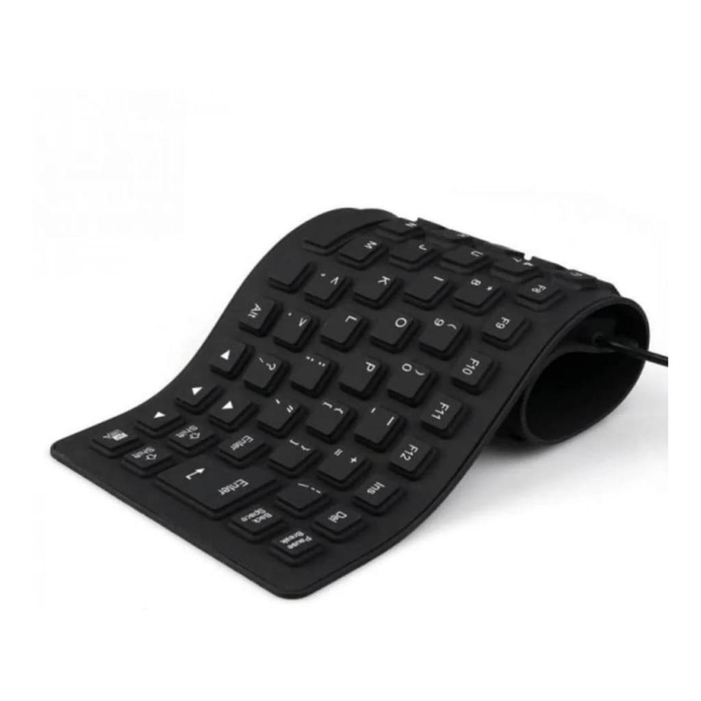 Teclado Flexível De Silicone Usb Dobrável Resistente Agua Borracha USB PRETO