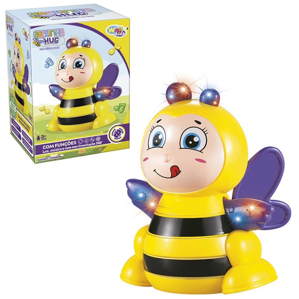 Abelhinha Músical Abelinha Hug Brinquedo Infantil Com Luz Som e Movimento 360º - Wellkids
