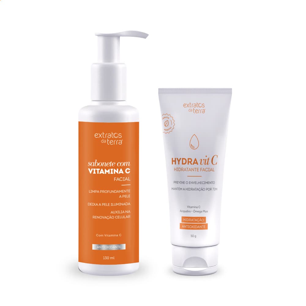 Kit Skincare Vitamina C Sabonete Facial e Hidratante Extratos da Terra