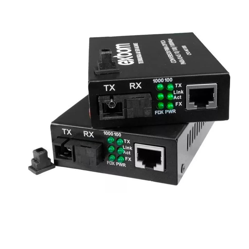 Conversor de Fibra para Rede Gigabit RJ45 CF0-NK1000-A/B Exbom Internet 5km distância