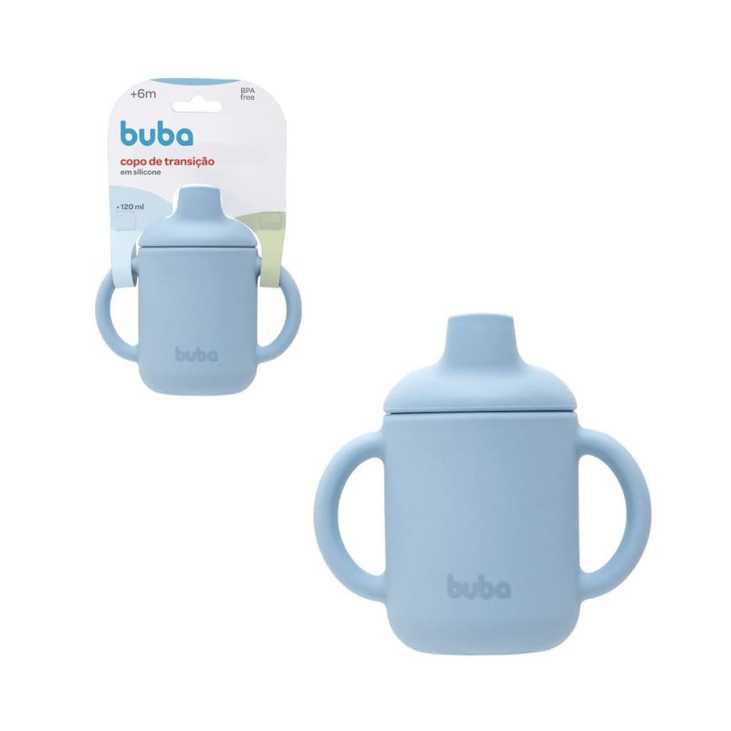Copo de Transição em Silicone Bebês 120ml Azul Buba
