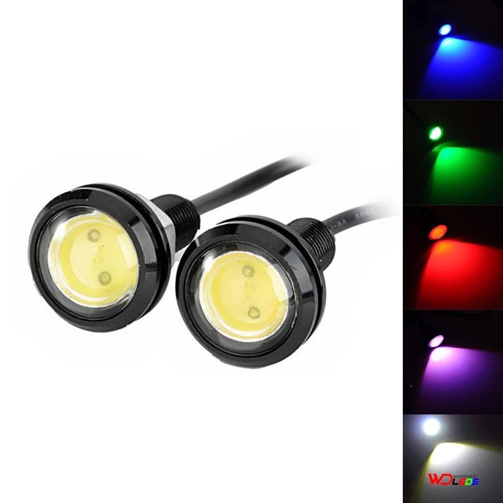 Par De Led Parafuso Rosca Olho De Aguia Gato Moto Carro 18mm