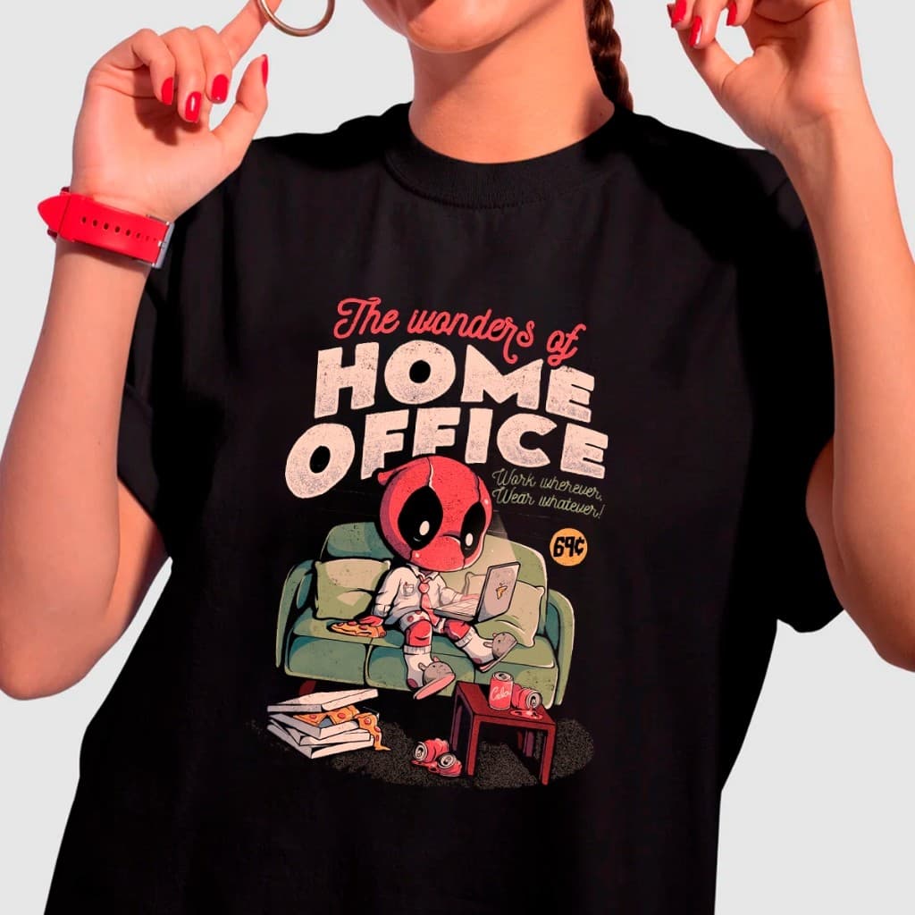 Camiseta Masculina Unissex Home Office Deadpool Funny Estampada HD 100% Algodão 30.1 T-Shirt