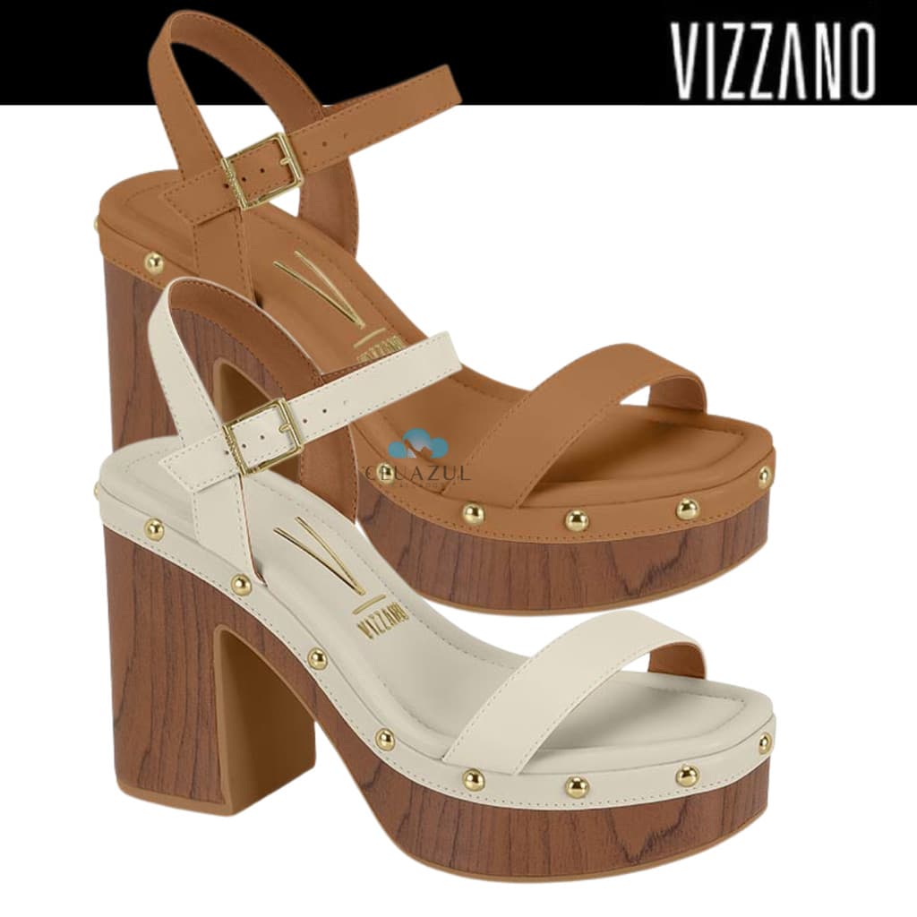 Sandália Vizzano Salto Bloco Alto Feminina Elegância  Conforto