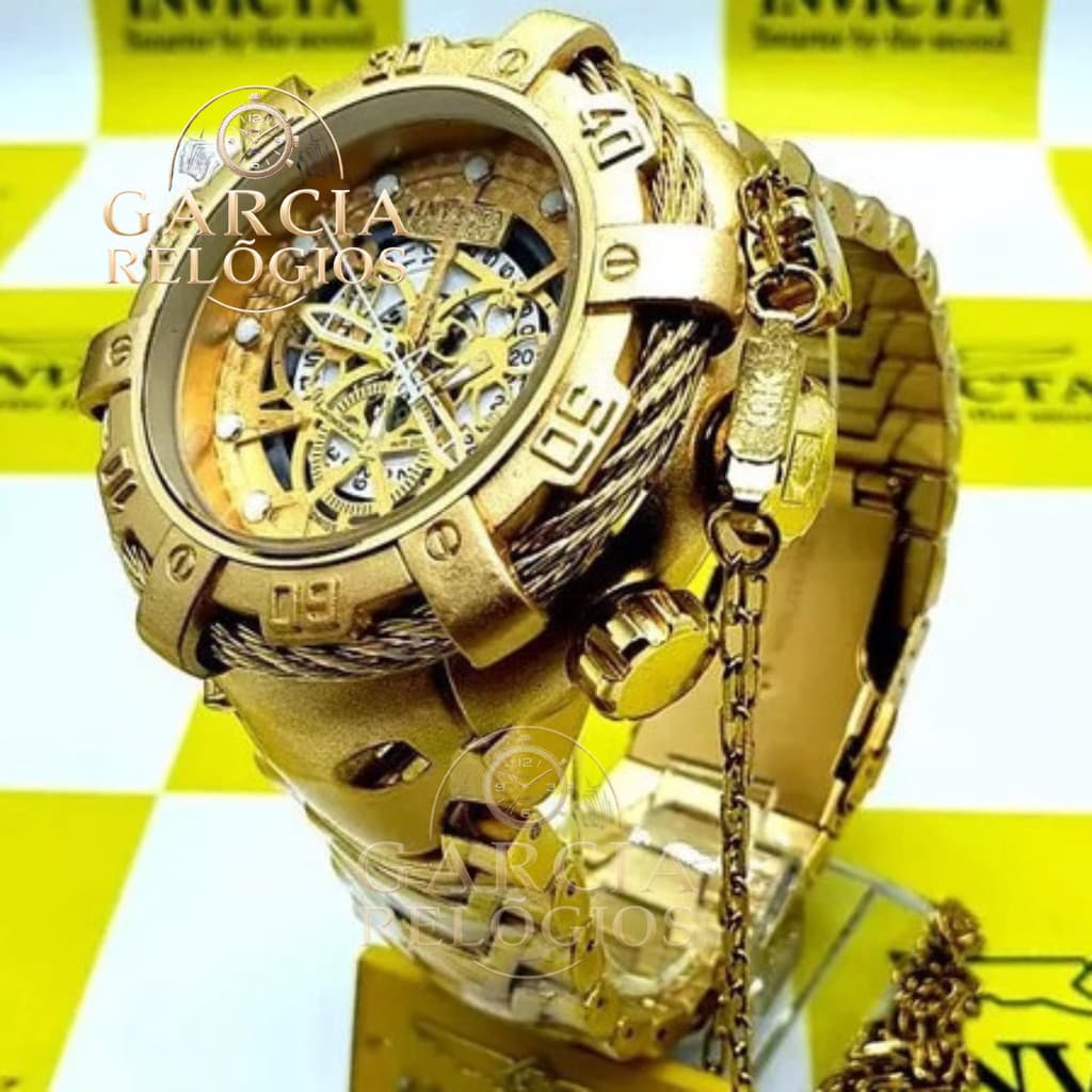 Relógio Invicta Thunderbolt Skeleton + Corrente + Caixa Ouro 18k Promoção