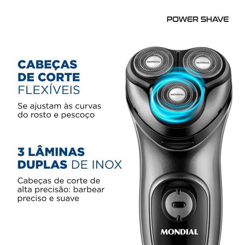 Barbeador Elétrico Mondial Power Shave BE-02 Bivolt - Original + Nota fiscal