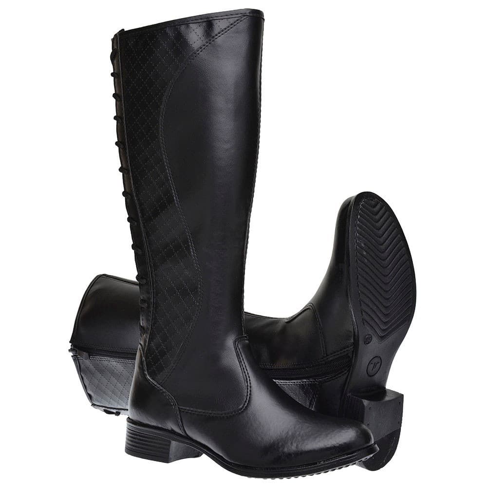 Bota Montaria Cano Alto Sem Salto Feminina Em Couro Envio Imediato