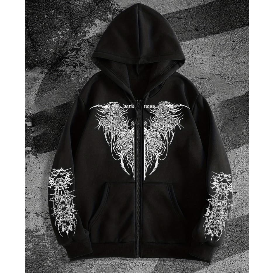 Moletom Ziper Moletom Rock Gótica Unissex Tribal Streetwear