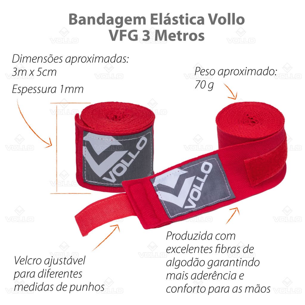 Kit Boxe Vollo Iniciante Luva 12Oz + Protetor Transp + Bandagem Vermelha
