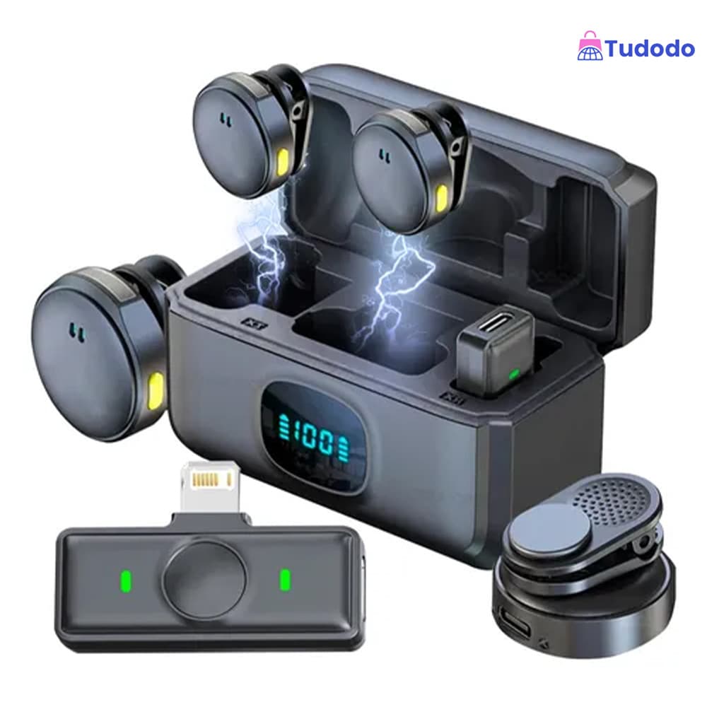 Microfone Sem Fio para Smartphone com Cancelamento de Ruído - iPhone/Android Type-C (Ideal para Vídeos, TikTok e Vlogs)