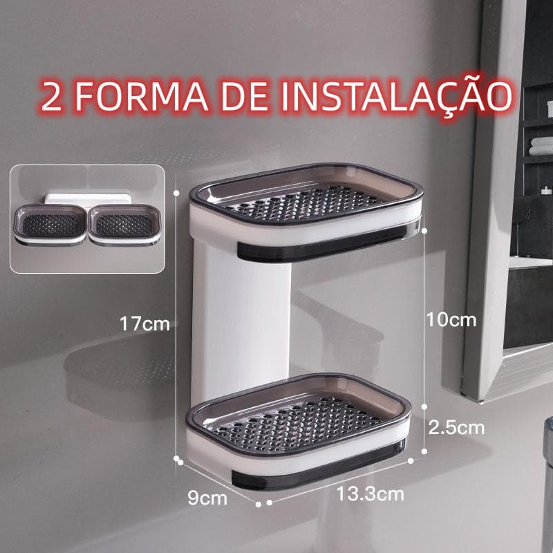 Saboneteira 2 Camada Caixa De Sabão Para Banheiro Com Suporte Favourite