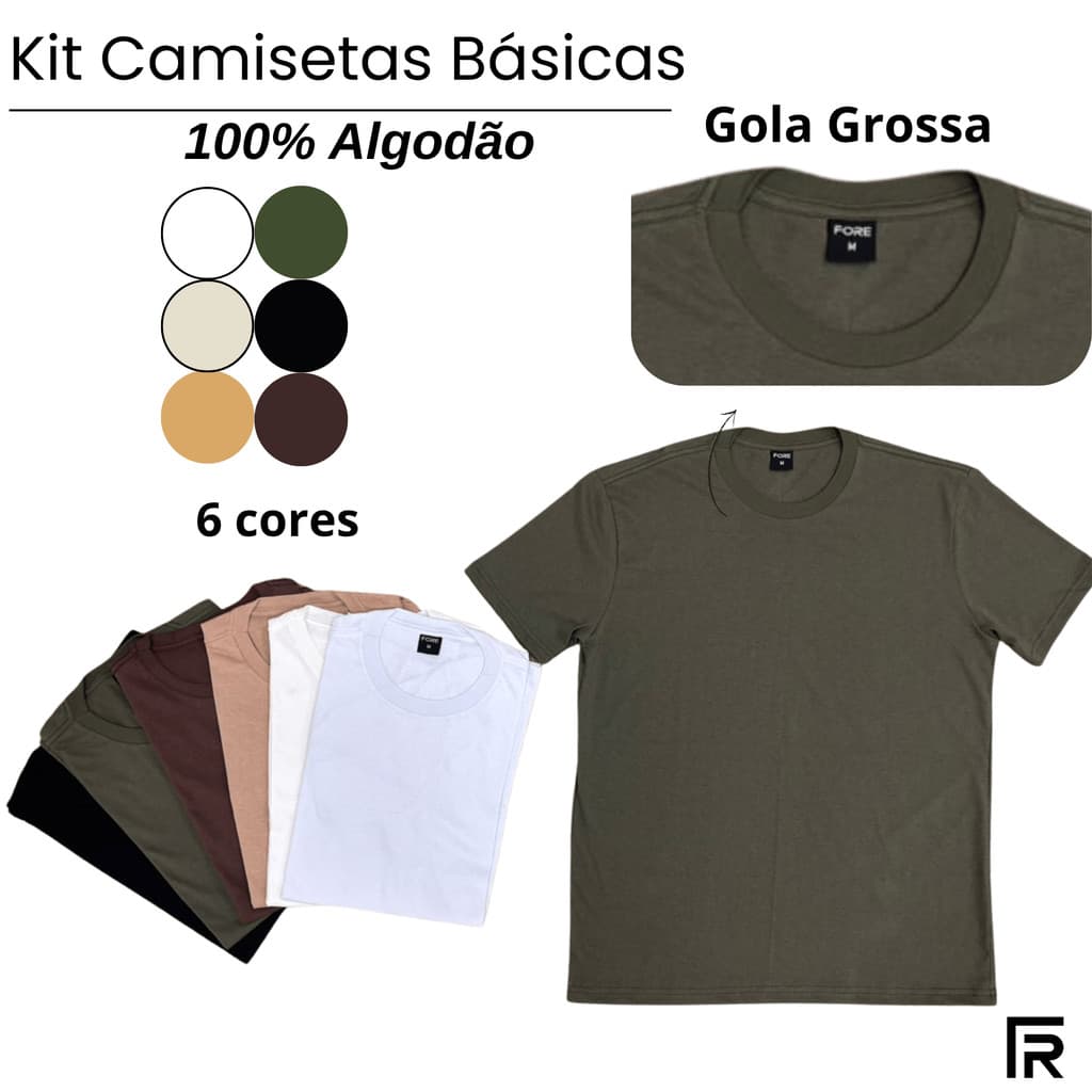 Camiseta Básica Atacado Lisa Algodão 505290-A
