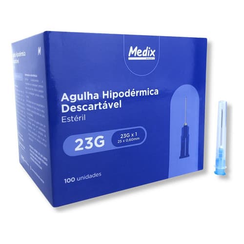 Agulha 25x6 Azul 23g Coleta De Sangue - Medix Cx 100un