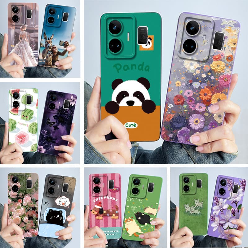 Nova Caixa Quente Para Realme GT 3 GT3 Neo5 Neo 5 5G 2023 Capa De Telefone Panda Fofo Doce Meninas Gatos Silicone Macio