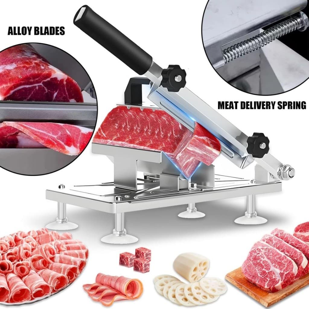 Fatiador de Carnes Manual em Aço Inox para Cozinha Doméstica e Cortes Precisos