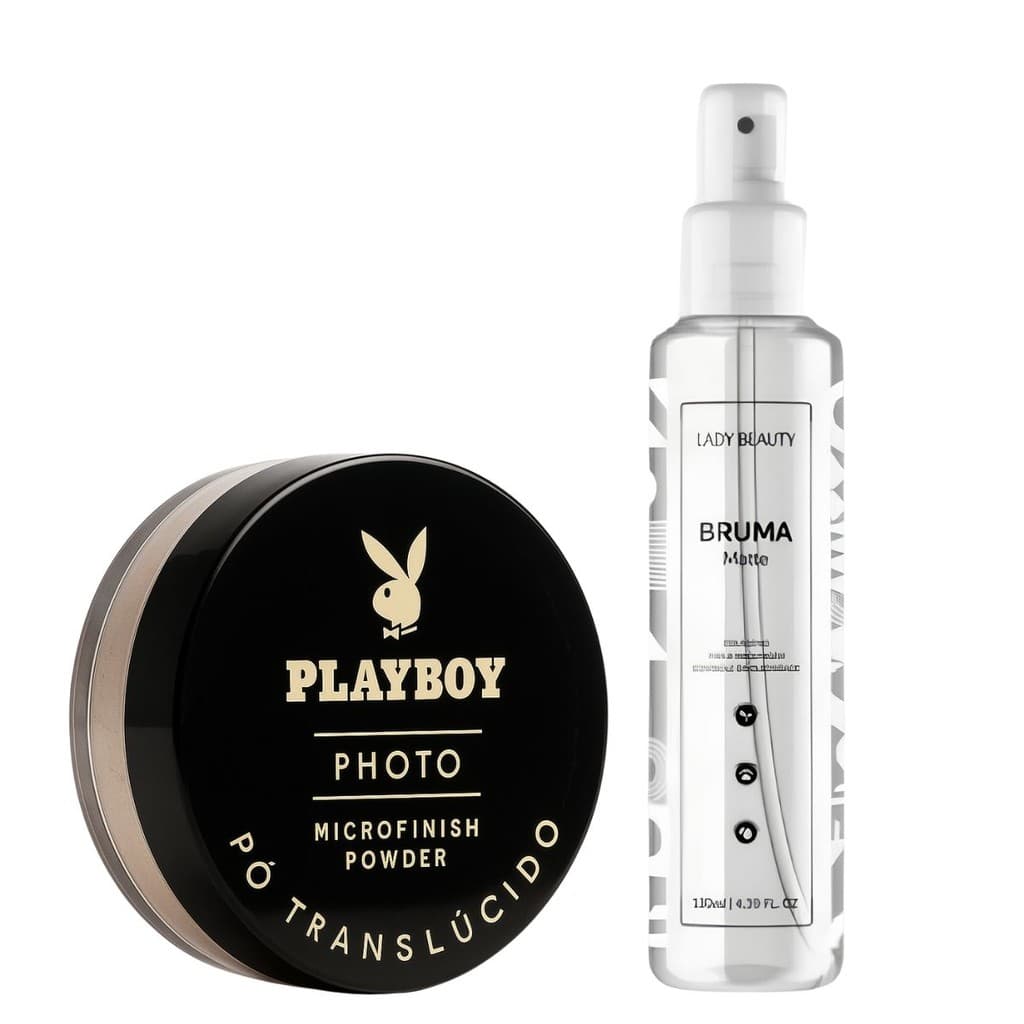 Kit Pó Translúcido Microfinish Powder Playboy + Bruma Fixadora Matte 130ml Lady Beauty