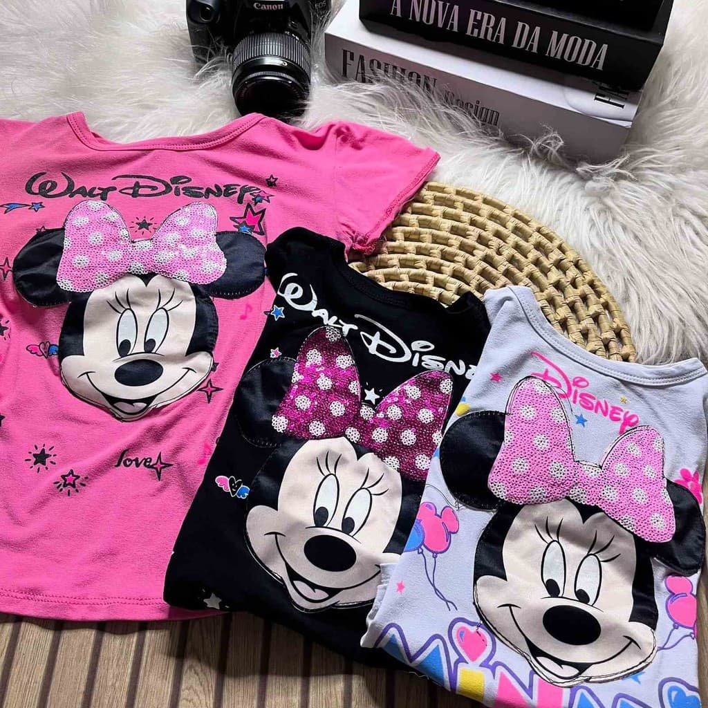 Camiseta de LED Pisca Luz Prova d´água Minnie