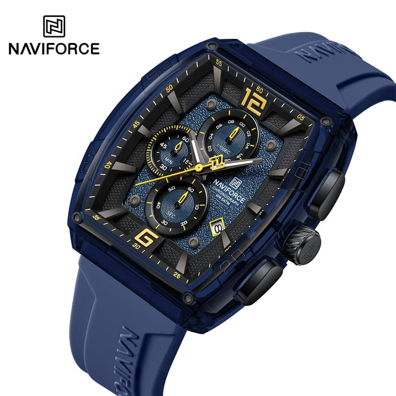 NAVIFORCE NF6101 Relógios De Moda Para Homens Pulseira De Silicone De Quartzo 50M À Prova D'água Data Relógio De Pulso M
