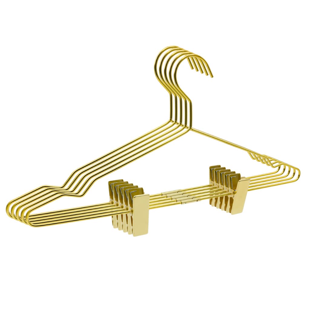 Kit 10 Cabides Metal Premium com Presilhas Saias Calças Dourado Rose, Prata, Preto Modelo Tintureiro