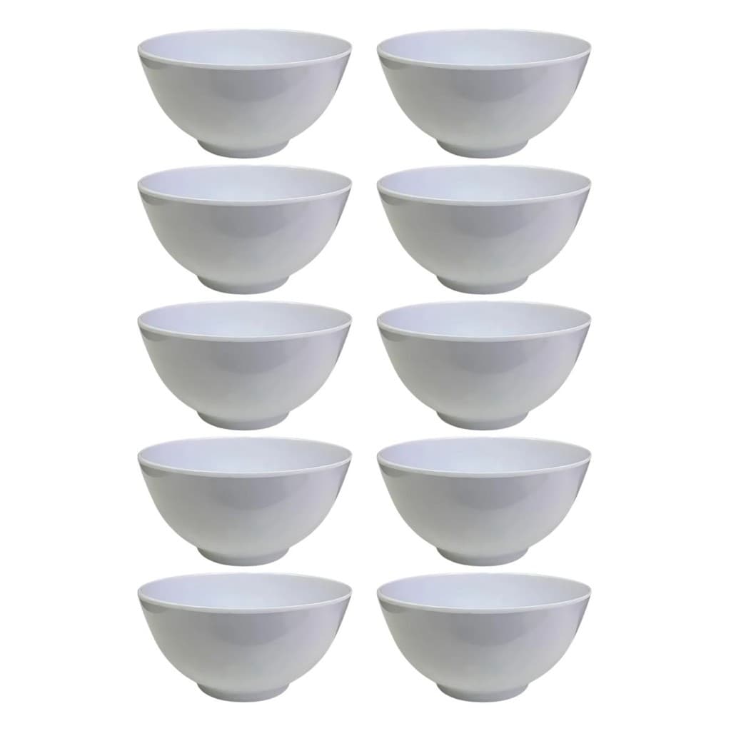 Jogo De Tigelas Para Sobremesa 300ml 10 Peças Kit Potes De Sorvete Redondos De Melamina Branco Sakes