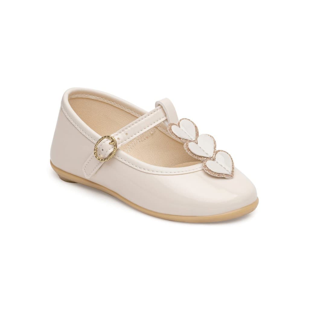 Sapatilha Infantil Bebê de Coração e Glitter Pimpolho Off White- 16 ao 27