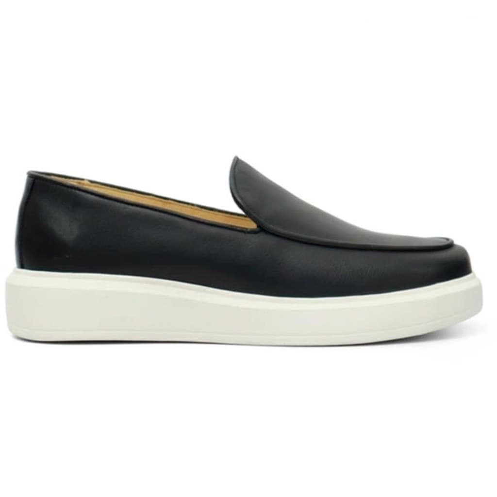 Tênis Casual Masculino Sneaker Couro Preto Slip On 5503