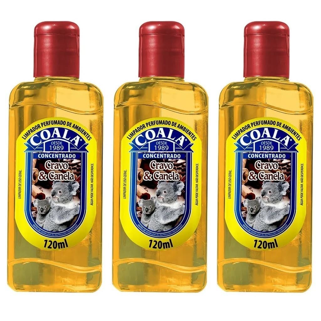Kit 3 unidades Produto de Limpeza - Coala Limpador Perfumado de Ambientes - Cravo e Canela 120ML