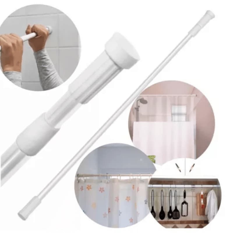 Varão Bastão Haste Extensível Retrátil Para Box Porta Cortina Cozinha Banheiro Branco de 1,20m à 2m