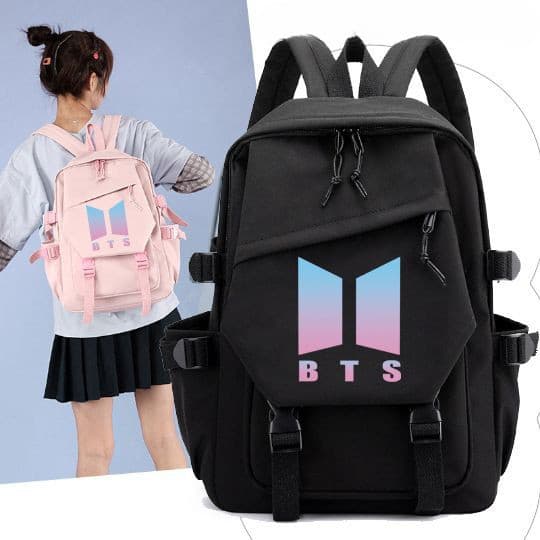 Mochila BTS para estudantes, mochila escolar de grande capacidade para o ensino fundamental e médio.