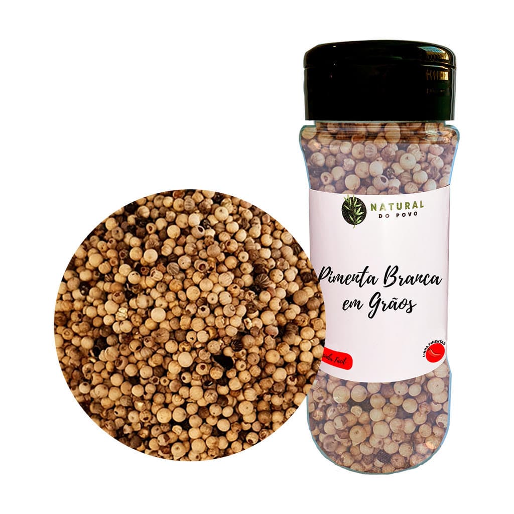 Pimenta Branca em Grãos 100% Natural Qualidade Premium Pote Com Dosador 50g