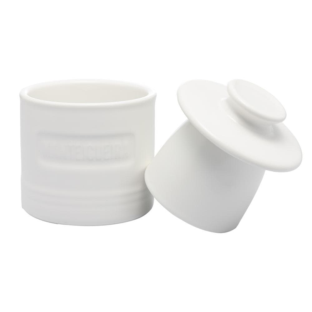 Manteigueira Francesa de Cerâmica Branca Matte Wolff com Tampa para Mesa Posta Café da Manhã 8cm