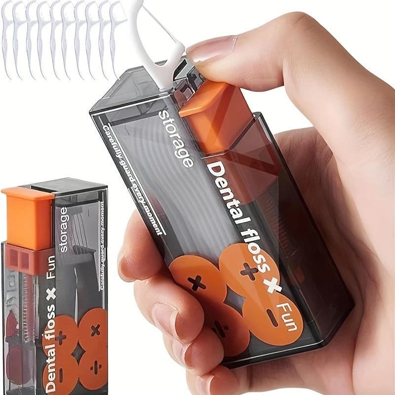 10/100 Pcs Fio Dental Portátil Organizador Automático De Ejeitável Descartável De Cuidados Bucais Press-on