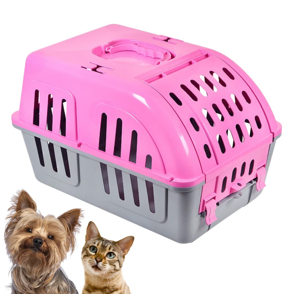 Caixa de Transporte N°1 Pet Cachorro Gato e Coelho Porte Pequeno Viagem e Passeio Cor Rosa