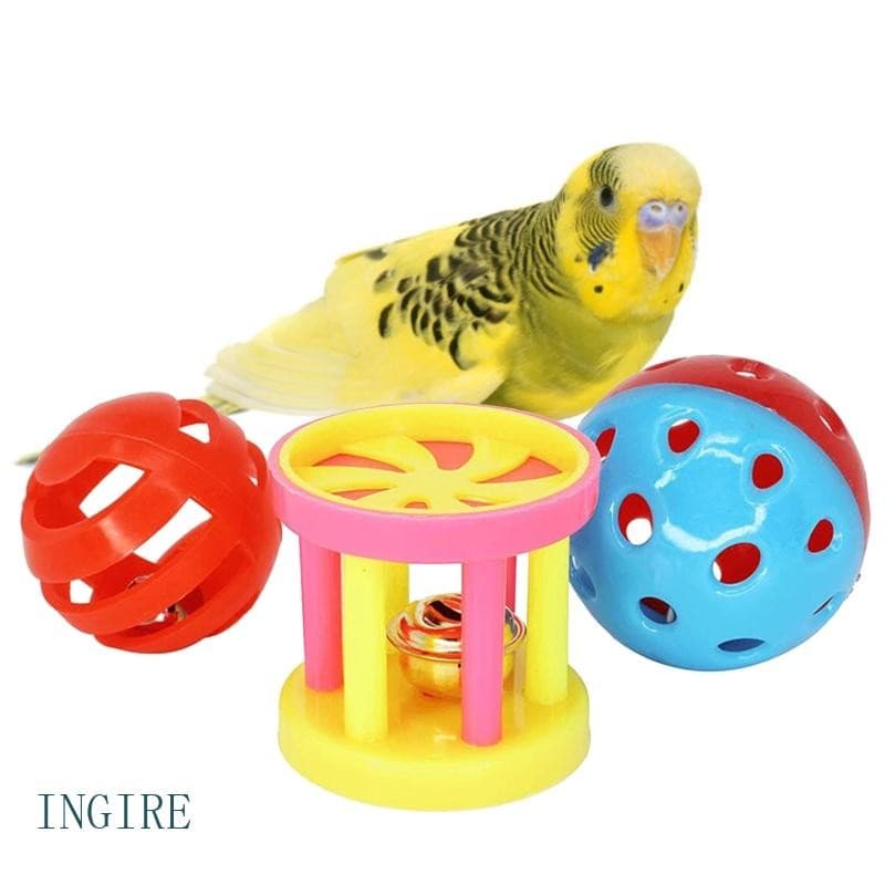 ING 3 Peças Conjunto Pássaros Brinquedos Coloridos Pé Rolando Versátil Papagaio Treinamento Gaiola Pássaro Para Calopsita