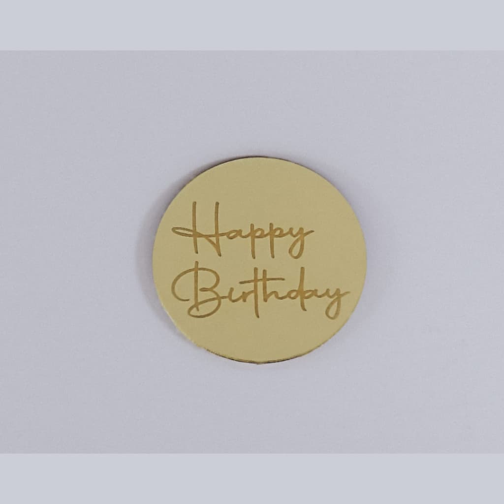 kit 4, 8 ou 10 un. Medalhas/moedas Apliques de bolos contemporâneos em acrílico Happy Birthday