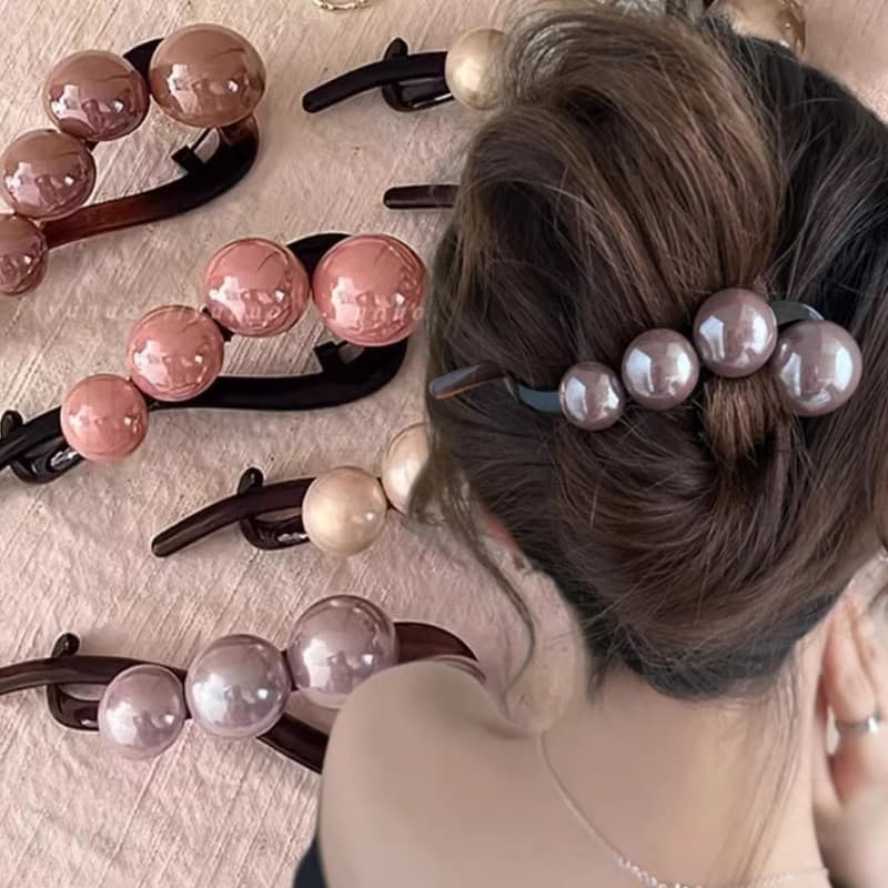 Elegante Pérolas Torção Grampo De Cabelo Para Mulheres Longo Suporte Hairpin Barrette Doce Ornamento Bandana Moda Acessó