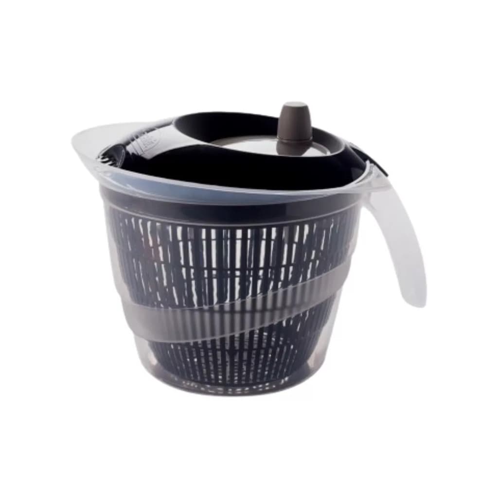 Seca Salada Manual 2,8L Preto Tampa Giratória Folhas Verduras Legumes Plasútil